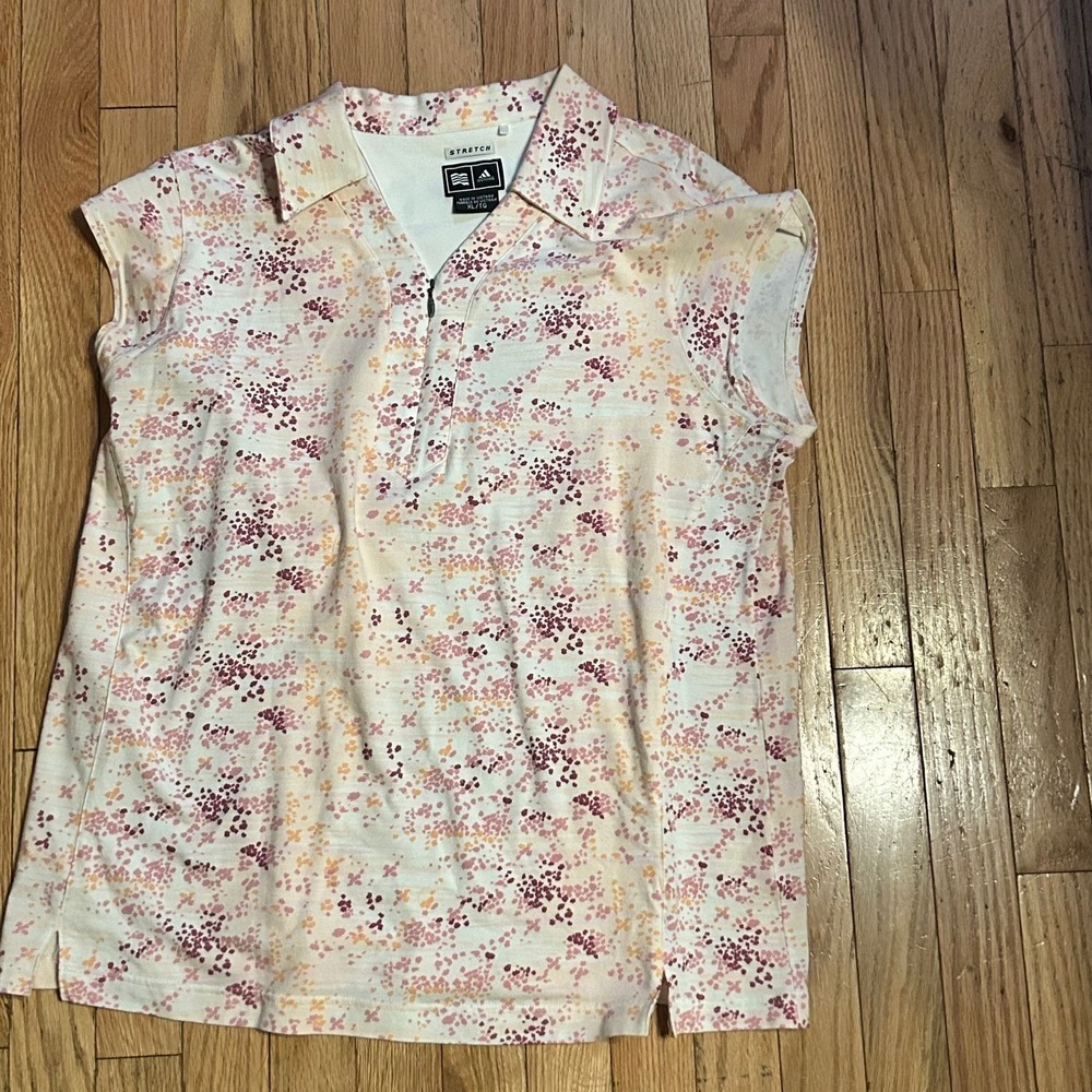 Adidas Women's Cap Sleeve Golf Shirt Pink Print Size XL‎